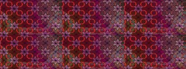 Çizim çiçek deseni duvar kâğıdı olarak kullanılabilir. Kırmızı renkte çiçekler. Raster illüstrasyonu.