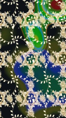 Raster illüstrasyonu. Küçük çiçekli şirin bir desen. Çiçek ve yapraklı çiçek deseni.