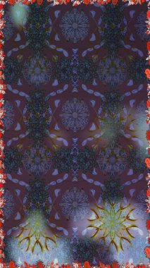 Renkli Yaz Temalı Kusursuz Arkaplan. Raster Illustrasyon 'da moda olmayan çiçek deseni. Düz Çiçek Elementleri Tasarımı. Güzel kumaş deseni.