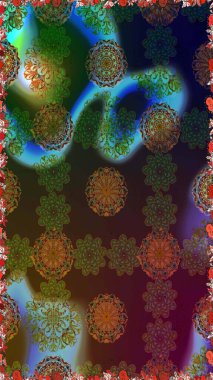 Süslü kumaş deseni. Raster illüstrasyonunda kusursuz çiçek deseni. Renkli Bahar Temalı Kusursuz Arkaplan. Düz Çiçek Elementleri Tasarımı.