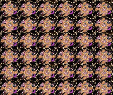 Güzel karalamalı çiçek desenli çizim. Güzel kumaş deseni. Küçük çiçekteki sevimli çiçek deseni. Raster illüstrasyonu.