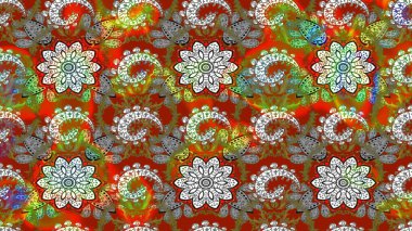 Raster illüstrasyonundaki çiçek desenli çizim. Kahverengi ve gri renkli çiçekler. Düz Çiçek Elementleri Tasarımı. Renkli Bahar Teması çizim şablonu.