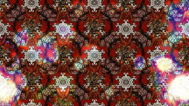 Sketch Colour Spring Theme eskiz kalıbı. Sevimli çiçek raster deseni. Kahverengi ve kırmızı renkte çiçekler. Düz Çiçek Elementleri Tasarımı.