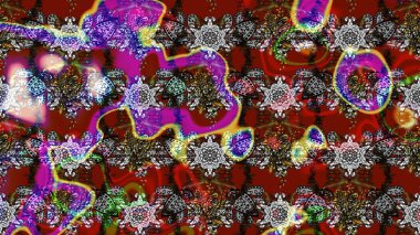 Yapraklı çiçekler ve kır ve kırmızı renkte papatya çiçekleri. Eskiz arkaplan modeli. Raster - stok.