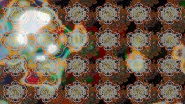 El çizimi Raster çizimi. Parlak elementlerin. Çizim çiçek deseni duvar kağıdı, web sitesi arkaplanı, paket kağıdı, davetiye, broşür, pankart veya web sitesi için kullanılabilir.