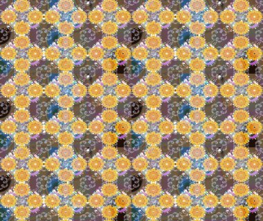 Sarı renkli sarı papatya deseni. Raster illüstrasyonu. Sarı renklerde.