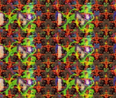 Güzel kumaş deseni. Raster illüstrasyonundaki çiçek desenli çizim. Renkli Bahar Teması eskiz kalıbı. Düz Çiçek Elementleri Tasarımı.