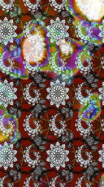 Raster illüstrasyonu. Tropik çiçek desenleri. Gri ve kahverengi renkte çiçekler.