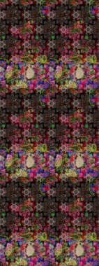 Hediye ambalaj kağıdı, tebrik kartları, posterler ve pankart tasarımı. Siyah renkli çiçekler. Raster düz çiçek çizim deseni.