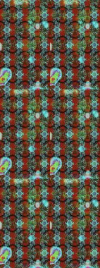 Küçük çiçekli yay deseni çiz. Suluboya tarzında kahverengi, mavi ve kırmızı renkte. Raster illüstrasyonu.