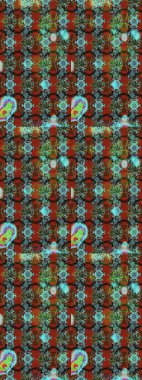 Küçük çiçekli yay deseni çiz. Suluboya tarzında kahverengi, mavi ve kırmızı renkte. Raster illüstrasyonu.