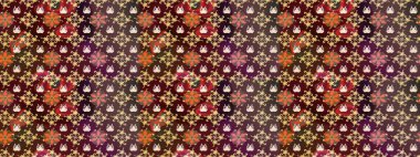 Renkli çizim kalıbı. Çiçek arkaplan. Çiçek duvar kâğıdı. Raster illüstrasyonu. Kahverengi renkli şirin tekstil.