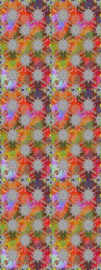 Gri ve turuncu renkli çiçekler. Düz Çiçek Elementleri Tasarım Raster illüstrasyonu. Renkli Bahar Temalı Kusursuz Arkaplan. Çiçeksiz desenli arka plan.