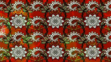 Modern, kahverengi ve kırmızı raster arka plan duvar kağıdı çizimi, klasik çizgili desenli desenli çiçekler, çiçekli süsler. Çiçekli el çizimi çizimi deseni.