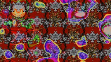 Renkli Bahar Teması eskiz kalıbı. Düz Çiçek Elementleri Tasarımı. Raster illüstrasyonundaki çiçek desenli çizim. Gri ve kırmızı renkte çiçekler.