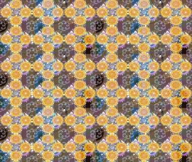 Sarı renkli sarı papatya deseni. Raster illüstrasyonu. Sarı renklerde.