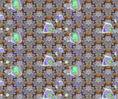 Gri renklerde. Raster illüstrasyonu. Raster illüstrasyonundaki çiçek desenli çizim. Güzel kumaş deseni.