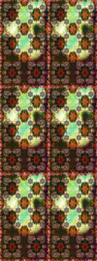 Parlak renkli çiçekleri ve kahverengi ve gri renkli yaprakları olan şaşırtıcı, pürüzsüz çiçek deseni. Moda baskıları için zarif bir şablon. Halk tarzı. Modern çiçek arkaplanı.