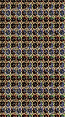 Raster illüstrasyonu. Asya tekstil tarzında. Siyah ve kahverengi renkte çiçekler. Raster illüstrasyonu. Kusursuz çiçek deseni.