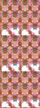 Çiçek ve yapraklı karalama şeklinde Raster çiçek deseni. Raster illüstrasyonu. Yumuşak, bahar çiçekleri tarafsız ve pembe renklerde.