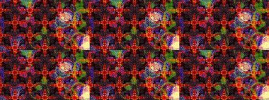 Yapraklı çiçekler ve papatya çiçekli siyah ve kahverengi renkler. Raster - stok. Taslak arkaplan deseni.