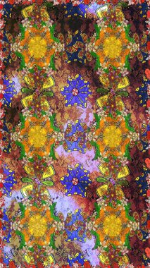 Beautiful fabric pattern. Raster illustration. Cute seamless floral print with spring flowers.