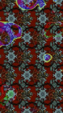 Renkli Yaz Temalı eskiz kalıbı. Modaya uygun kumaş deseni. Sevimli çiçek raster deseni. Düz Çiçek Elementleri Tasarımı.