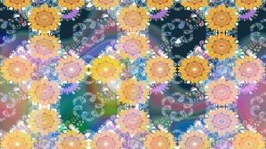 Eski usul küçük çiçekli şirin bir eskiz deseni. Kumaş, duvar kağıdı ve kağıt üzerine baskı yapmak için gelişen arka plan. Moda arka planında parlak buketler. Raster illüstrasyonu.