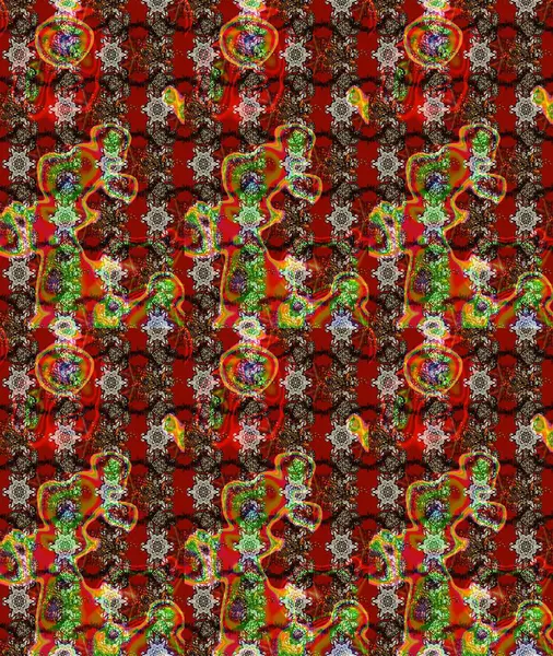 Raster suluboya çiçek deseni, narin çiçekler, kahverengi, kırmızı ve yeşil çiçekler, tebrik kartı şablonu. Güzel kumaş deseni.