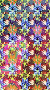 Asya tekstil tarzında. Çiçek desenli çizim. Tarafsız renklerde çiçekler. Raster illüstrasyonu. Raster illüstrasyonu.