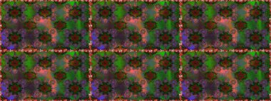 Raster. Güzel suluboya çiçekler, parlak resim ilham verici yeşil ve kahverengi çiçek desenli dikişsiz arka plan..