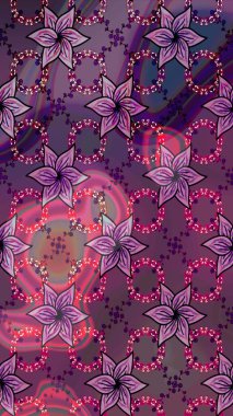 Küçük çiçekte hoş bir çiçek deseni var. Çiçeksel elementlerle süslenmiş zarif raster dokusu. Parlak çiçekli mor renkler üzerine soyut çizim deseni.