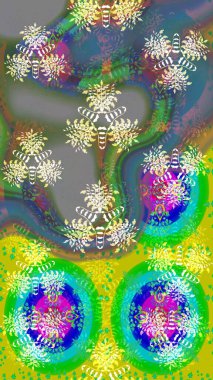 Eski usul. Tomurcukları papatya çiçekleri olan sevimli bir çiçek deseni. Raster illüstrasyonu. Eskiz geçmişi. Miles Fleur, süslü püslü bir süs. Kumaş, tekstil ve duvar kağıdı baskısı için..