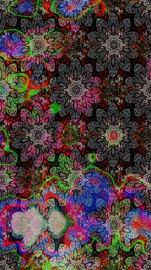 Siyah renkli çiçekler. Düz Çiçek Elementleri Tasarımı. Sevimli çiçek raster deseni. Renkli Bahar Teması çizim şablonu.