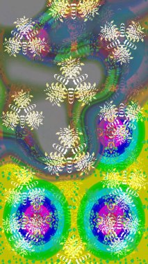 Eski usul. Tomurcukları papatya çiçekleri olan sevimli bir çiçek deseni. Raster illüstrasyonu. Eskiz geçmişi. Miles Fleur, süslü püslü bir süs. Kumaş, tekstil ve duvar kağıdı baskısı için..