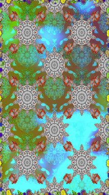 Küçük çiçekteki sevimli çiçek deseni. Mavi renkte çiçekler.