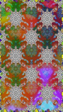 Watercolor seamless pattern. Floral print. Flowers on gray and brown colors in watercolor style.