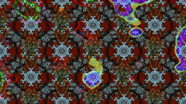 Kahverengi ve kırmızı renkte çiçekler. Tropik çiçekler. Gömlek çizimi Arkaplan Deseni.