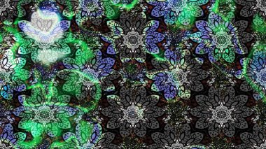 Gri ve siyah renkli çiçekler. Robot resim. Şirin çiçek elementleri. Raster illüstrasyonu.