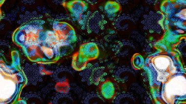 Siyah ve mavi renkte çiçekler. Renkli Bahar Teması eskiz kalıbı. Raster illüstrasyonundaki çiçek desenli çizim. Düz Çiçek Elementleri Tasarımı.