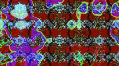 Düz Çiçek Elementleri Tasarımı. Sevimli çiçek raster deseni. Kırmızı ve mavi renkte çiçekler. Renkli Bahar Teması çizim şablonu.