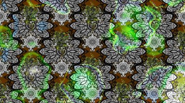 Küçük çiçekteki sevimli çiçek deseni. Gri ve yeşil renkli çiçekler. Raster illüstrasyonu.