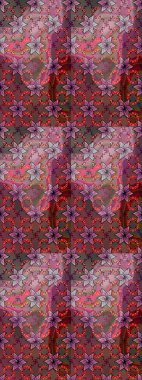 Çiçek desenli çizim. Raster illüstrasyonu. Kahverengi renkli Asyalı tekstil.