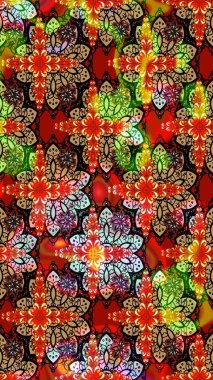 Kırmızı ve siyah renkte çiçekler. Düz Çiçek Elementleri Tasarımı. Renkli Yaz Temalı eskiz kalıbı. Sevimli çiçek raster deseni.