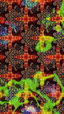 Modern gelişim, siyah ve kahverengi raster arka plan duvar kâğıdı illüstrasyonu, klasik çizgi çizgisi, desenli desenli çiçekler, çiçekli süsler. Çiçekli el çizimi çizimi deseni.