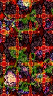 Çiçekli güzel suluboya desen. Raster illüstrasyonu. Kahverengi ve siyah renklerde.