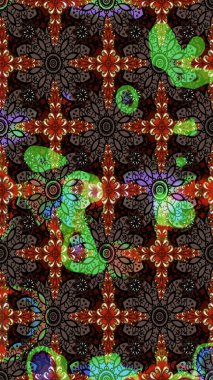 El çizimi. Raster illüstrasyonu. Güzel kumaş deseni. Çiçekler, dallar, otlar ve çiçekler.