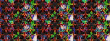 Raster illüstrasyonu. Siyah ve gri renkli çiçekler. Çiçek desenli çizim. Raster illüstrasyonu. Asya tekstil tarzında.