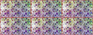 Şablon, pürüzsüz, çiçekli kenar. Raster illüstrasyonu. Kıvırcık, parlak örgü. Güzel, parlak, pürüzsüz kumaş, tuval. Eski moda arka plan. Çiçeklerin çelengi.