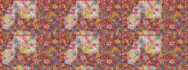 Raster deseni. Bahar çiçekleri dallı desen, kahverengi ve pembe renkler çiçekli siluet.